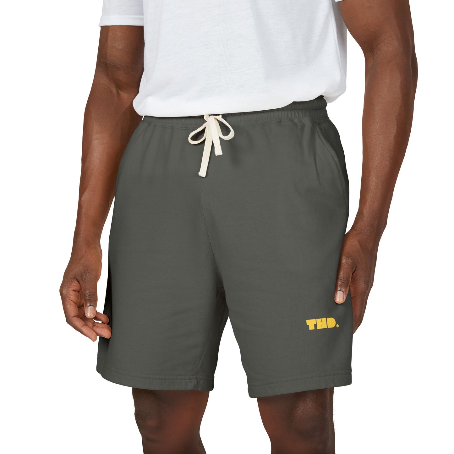 Lightweight Garment-Dyed Fleece Sweat Shorts — "THD." Minimalist Casual Lounge Shorts
