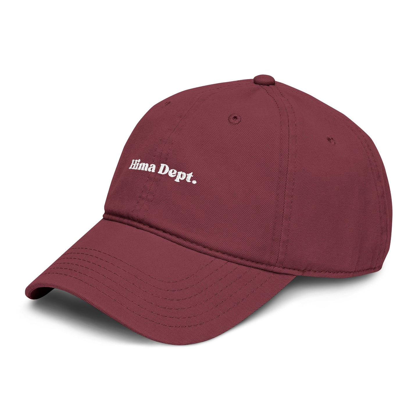 Washed Khaki Baseball Cap with 'Hima Dept.' White Embroidery