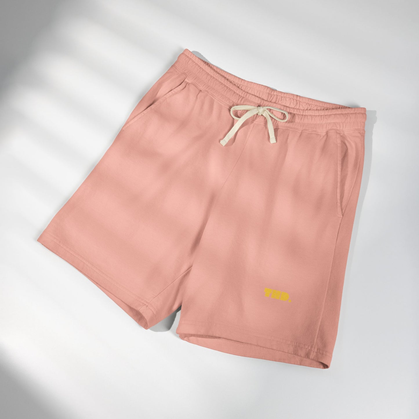 Lightweight Garment-Dyed Fleece Sweat Shorts — "THD." Minimalist Casual Lounge Shorts