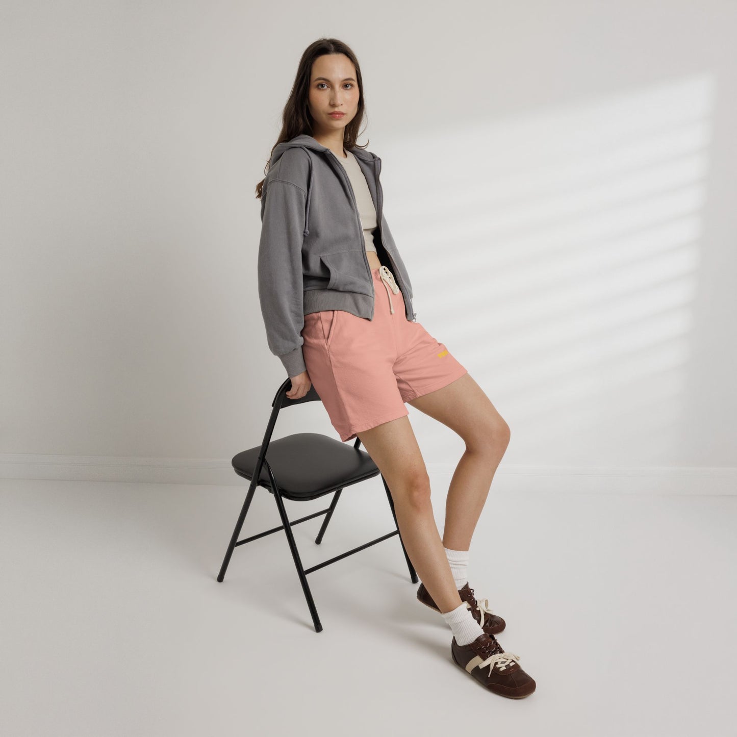Lightweight Garment-Dyed Fleece Sweat Shorts — "THD." Minimalist Casual Lounge Shorts