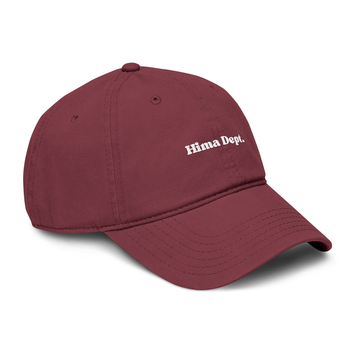 Washed Khaki Baseball Cap with 'Hima Dept.' White Embroidery