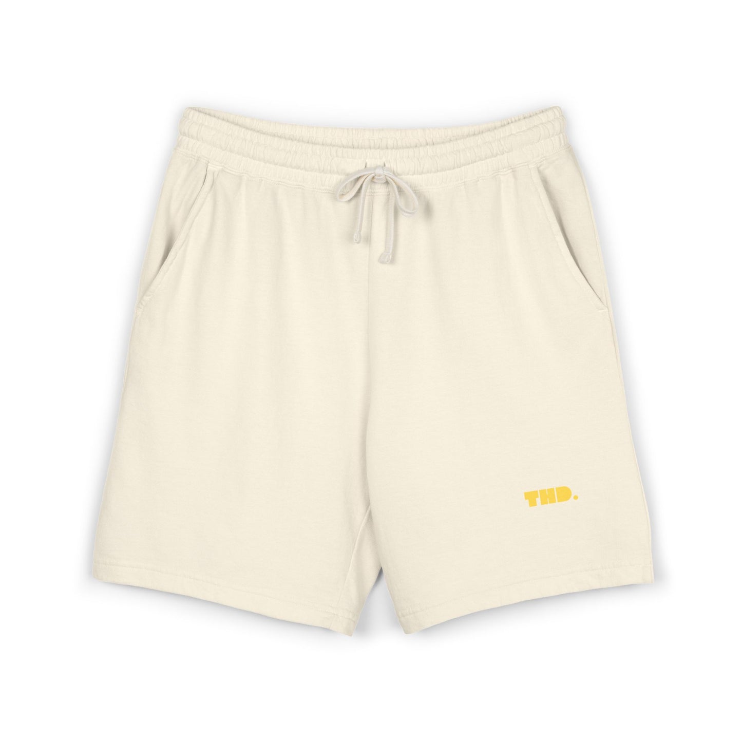 Lightweight Garment-Dyed Fleece Sweat Shorts — "THD." Minimalist Casual Lounge Shorts