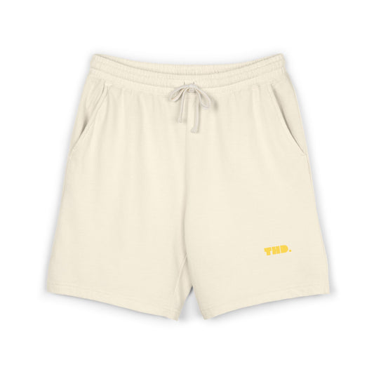 Lightweight Garment-Dyed Fleece Sweat Shorts — "THD." Minimalist Casual Lounge Shorts