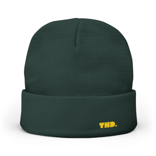 Embroidered Knit Beanie - Minimal 'THD.' Winter Hat