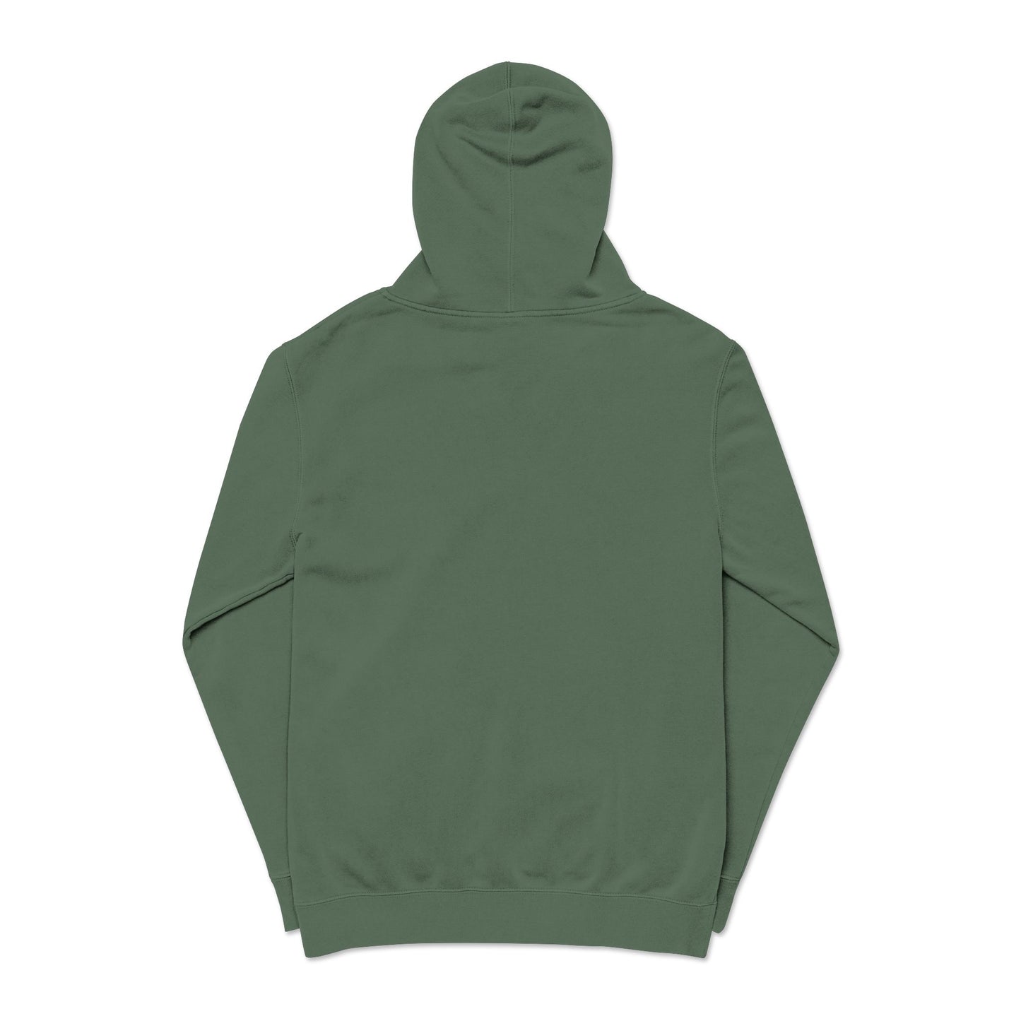 Olive Green Pigment-Dyed Hoodie with Small White 'THD.'