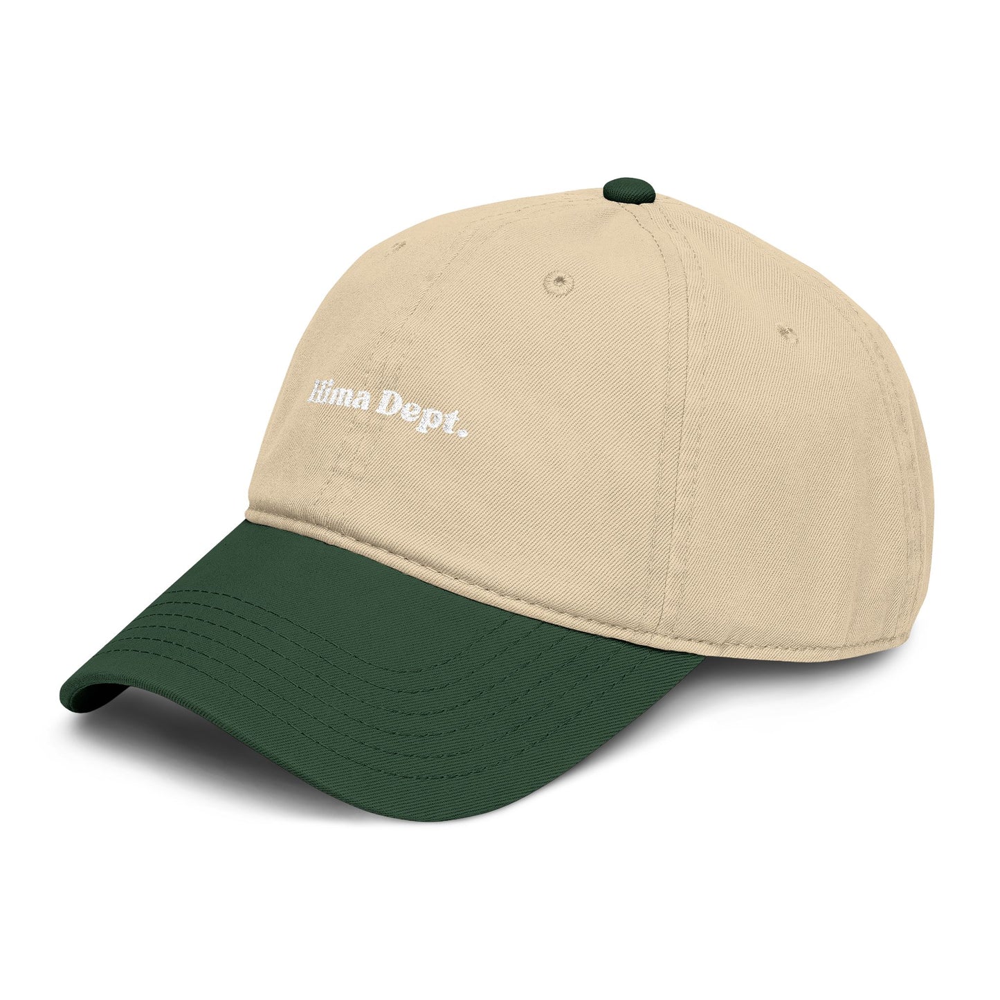 Washed Khaki Baseball Cap with 'Hima Dept.' White Embroidery