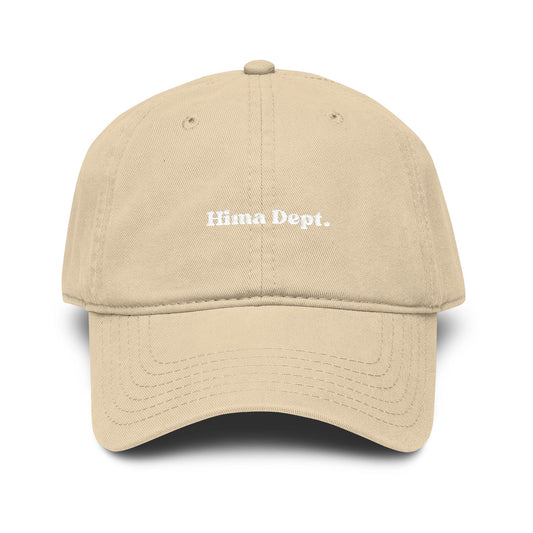 Washed Khaki Baseball Cap with 'Hima Dept.' White Embroidery