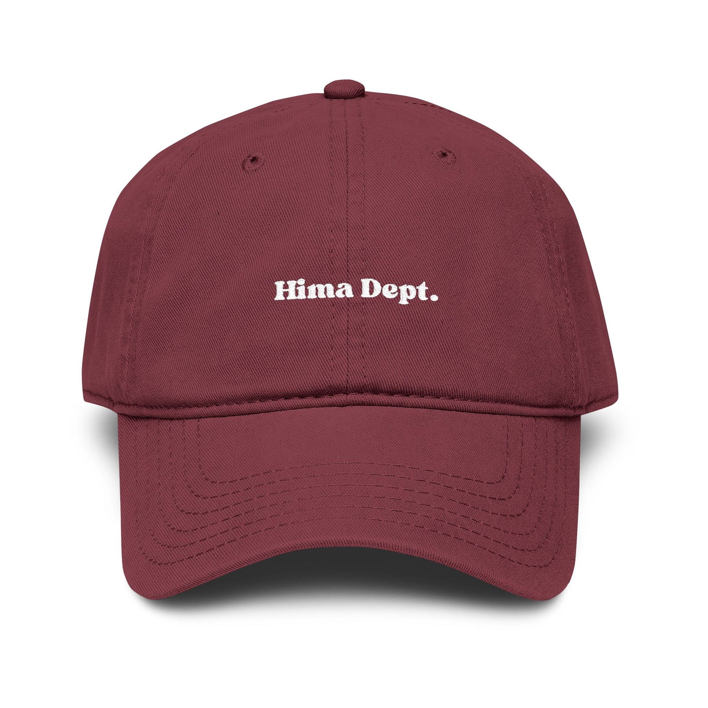 Washed Khaki Baseball Cap with 'Hima Dept.' White Embroidery