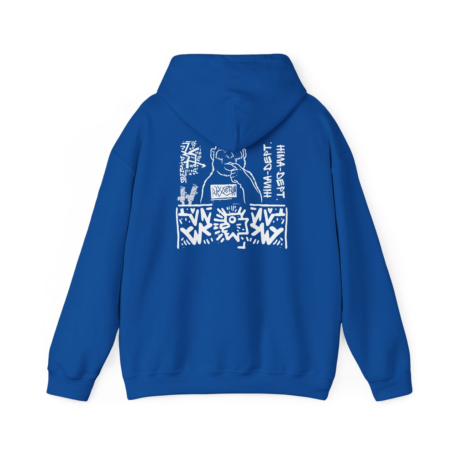 "THD." Graphic Hoodie — Streetwear Black Pullover with Bold Back Illustration