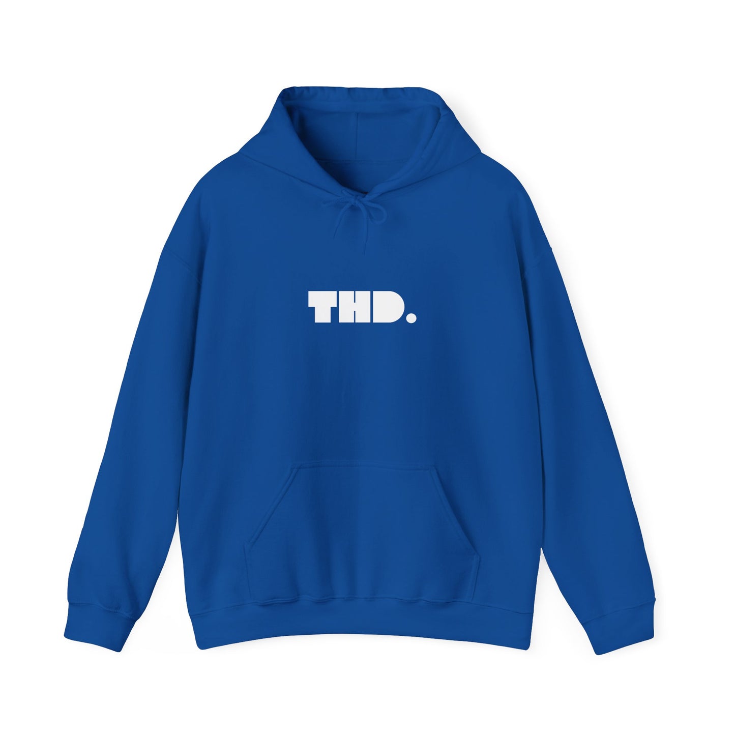 "THD." Graphic Hoodie — Streetwear Black Pullover with Bold Back Illustration