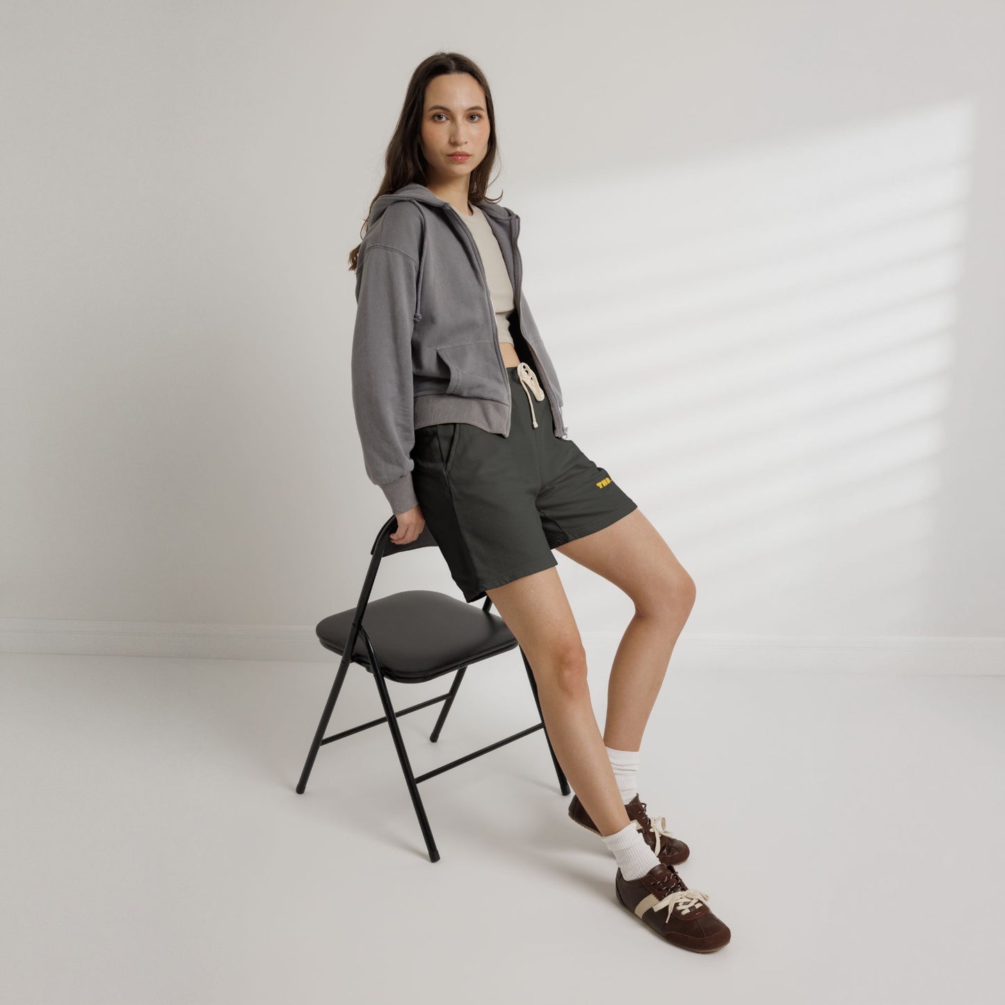 Lightweight Garment-Dyed Fleece Sweat Shorts — "THD." Minimalist Casual Lounge Shorts