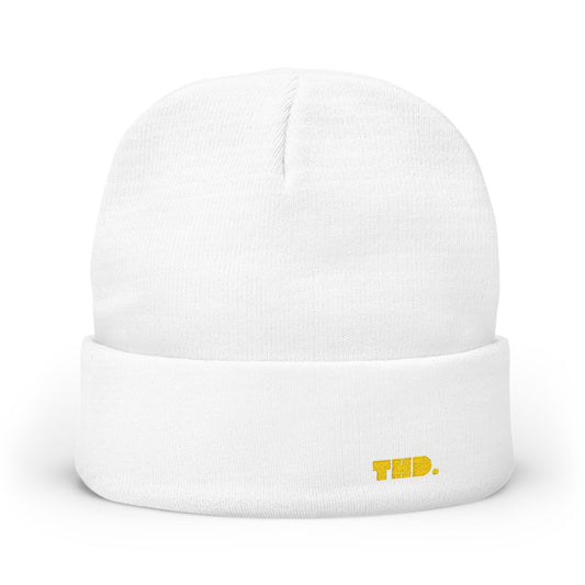 Embroidered Knit Beanie - Minimal 'THD.' Winter Hat