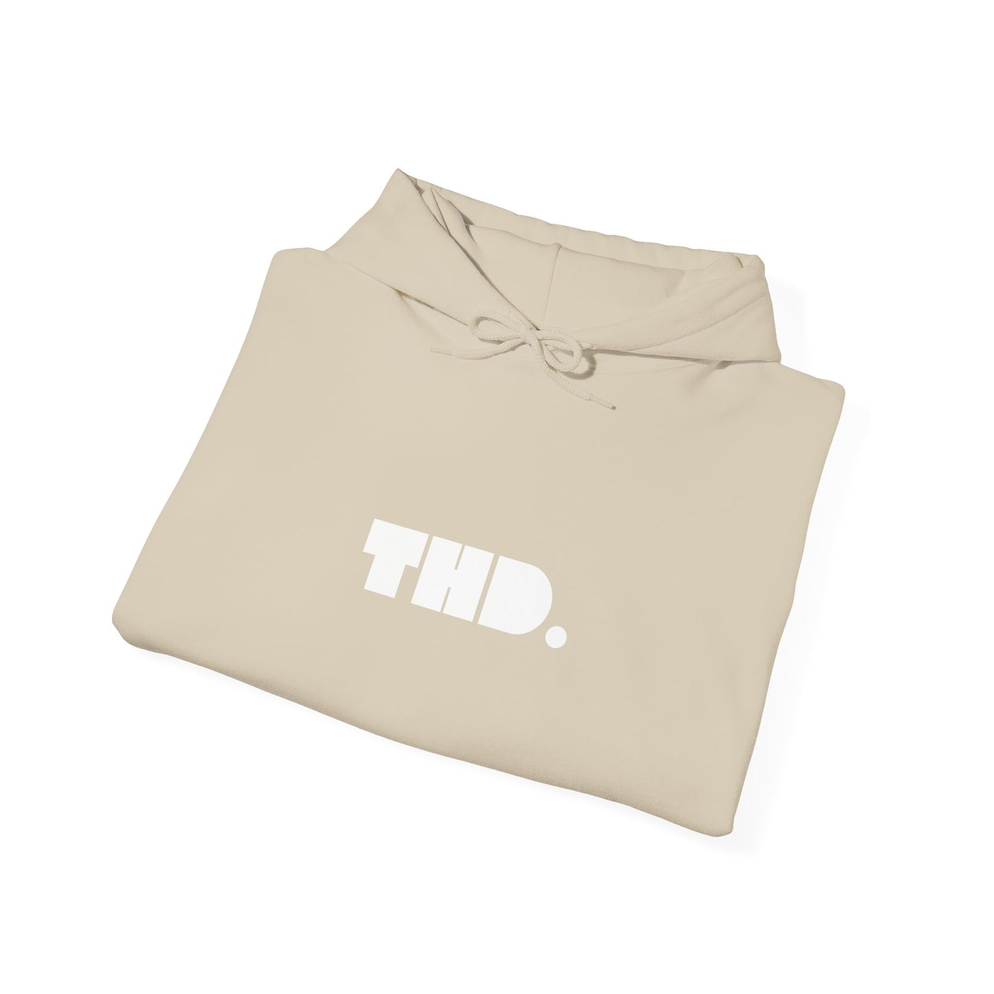 "THD." Graphic Hoodie — Streetwear Black Pullover with Bold Back Illustration