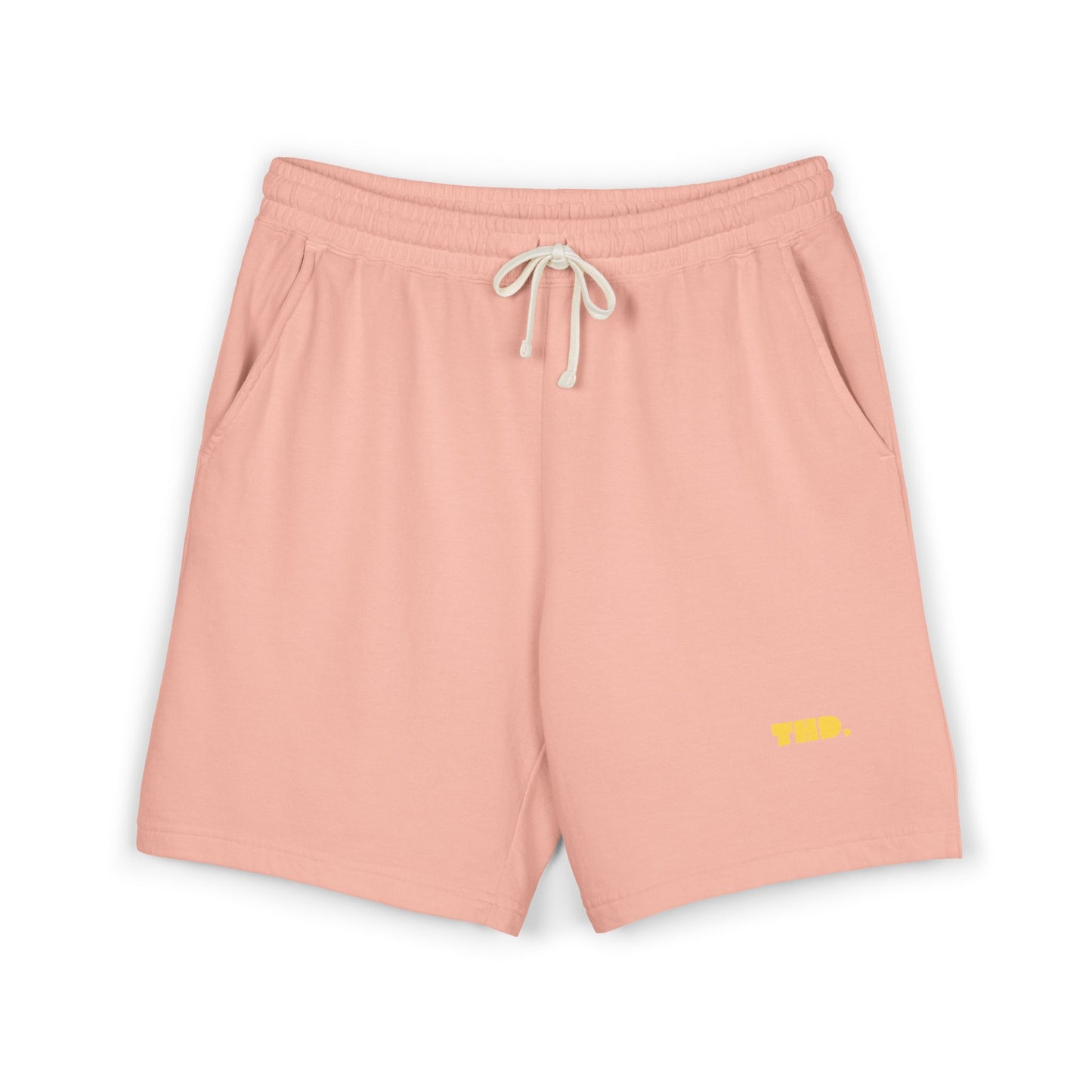 Lightweight Garment-Dyed Fleece Sweat Shorts — "THD." Minimalist Casual Lounge Shorts