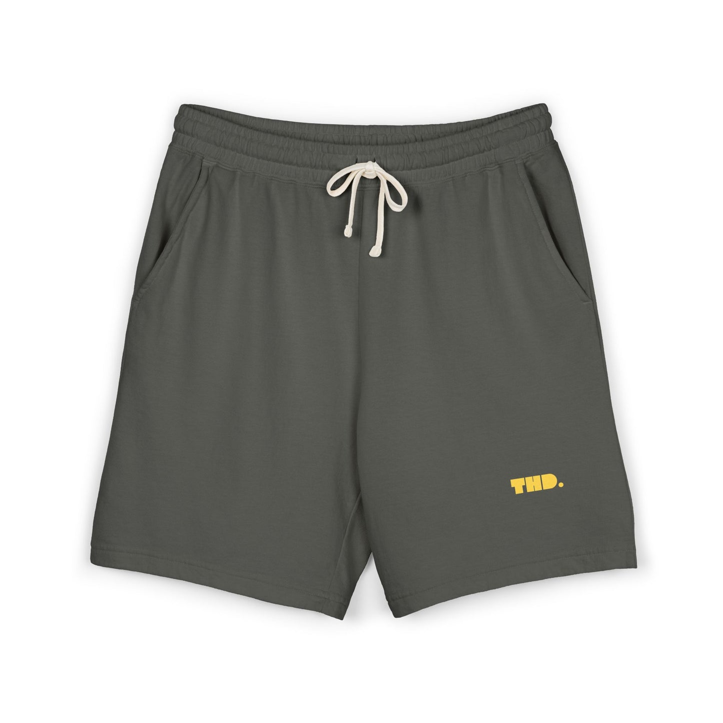 Lightweight Garment-Dyed Fleece Sweat Shorts — "THD." Minimalist Casual Lounge Shorts
