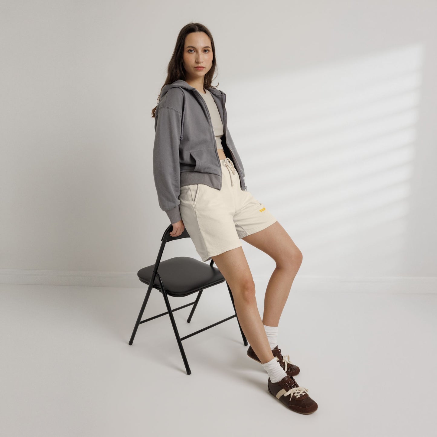 Lightweight Garment-Dyed Fleece Sweat Shorts — "THD." Minimalist Casual Lounge Shorts