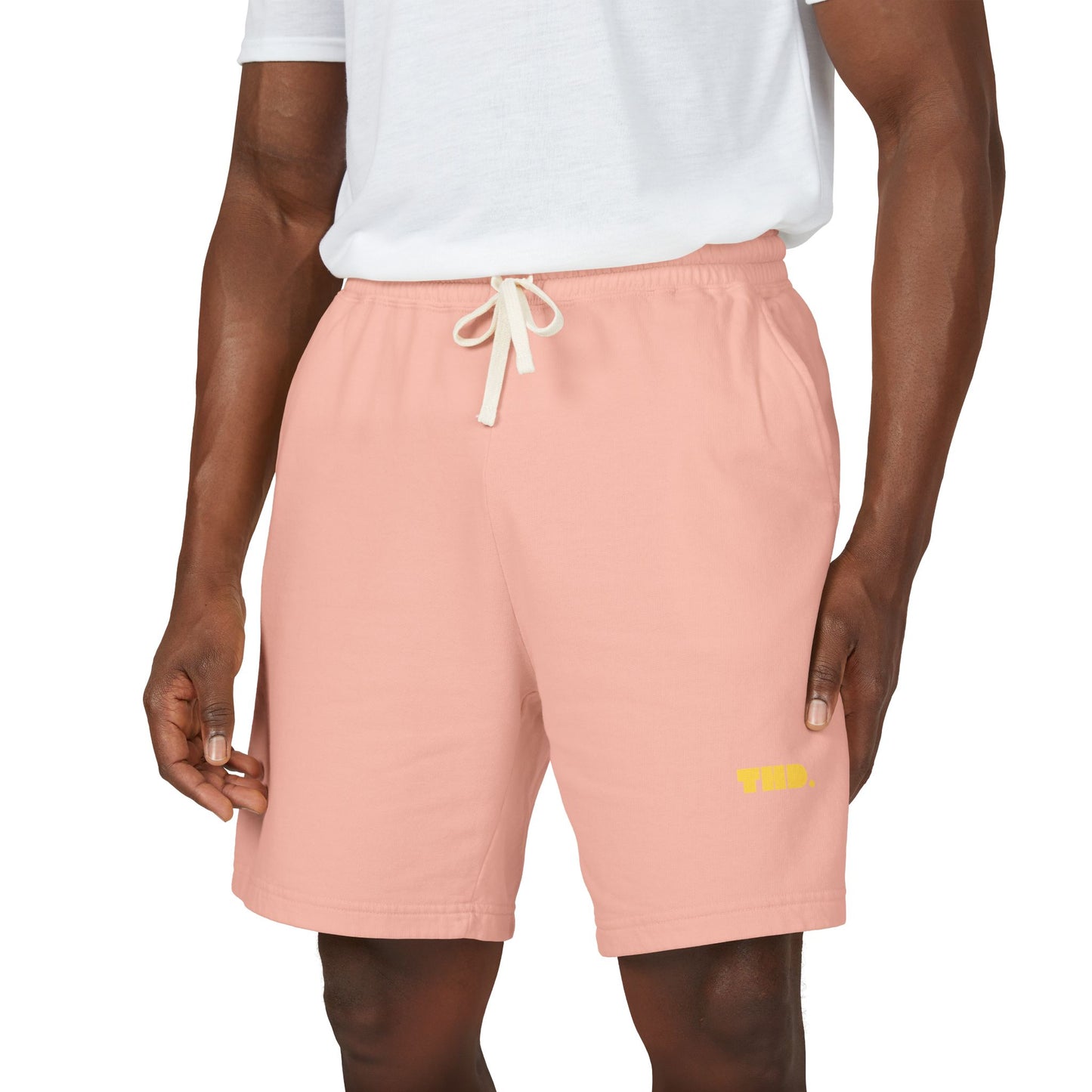 Lightweight Garment-Dyed Fleece Sweat Shorts — "THD." Minimalist Casual Lounge Shorts