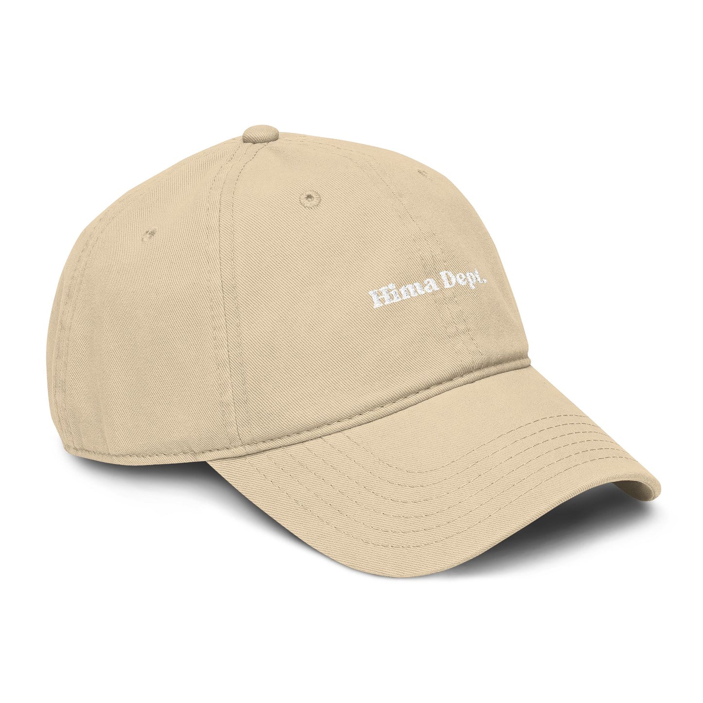 Washed Khaki Baseball Cap with 'Hima Dept.' White Embroidery