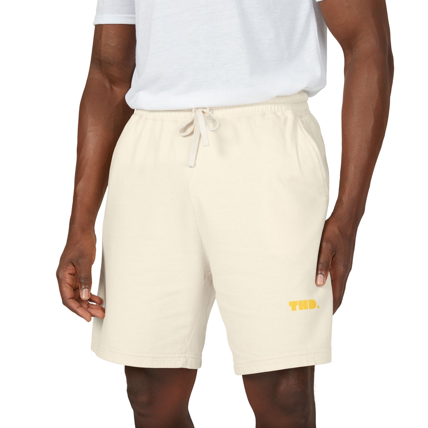 Lightweight Garment-Dyed Fleece Sweat Shorts — "THD." Minimalist Casual Lounge Shorts