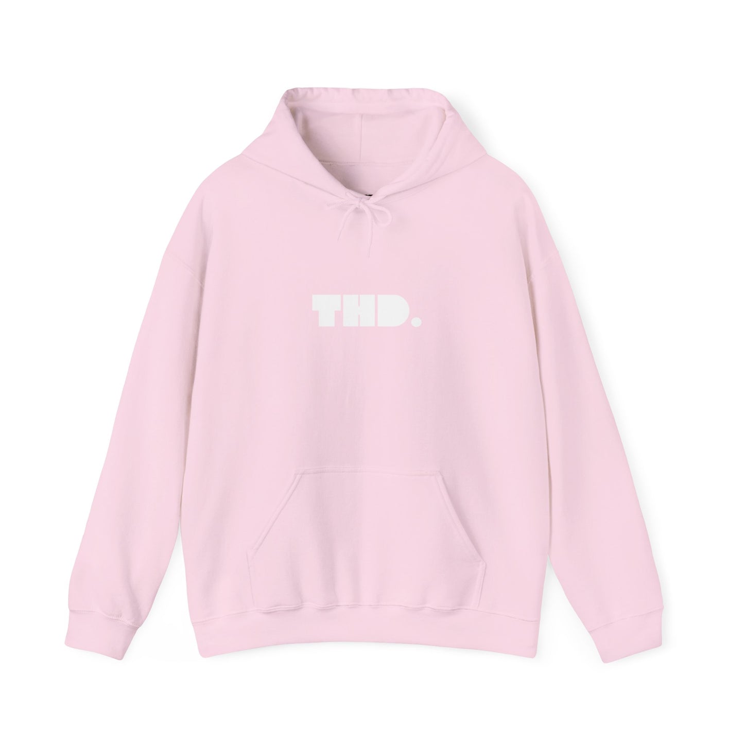 "THD." Graphic Hoodie — Streetwear Black Pullover with Bold Back Illustration
